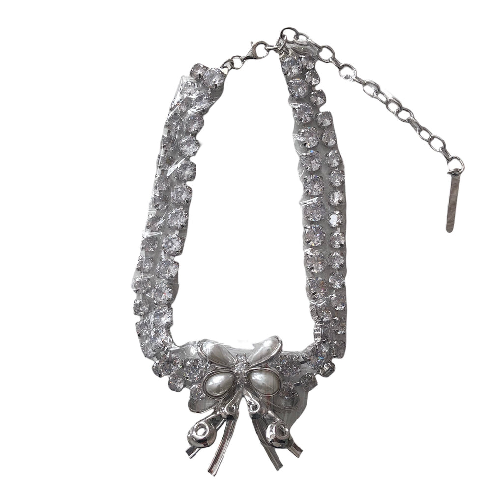 SHUSHU/TONG  pearl butterfly flower curls double zirconia necklace