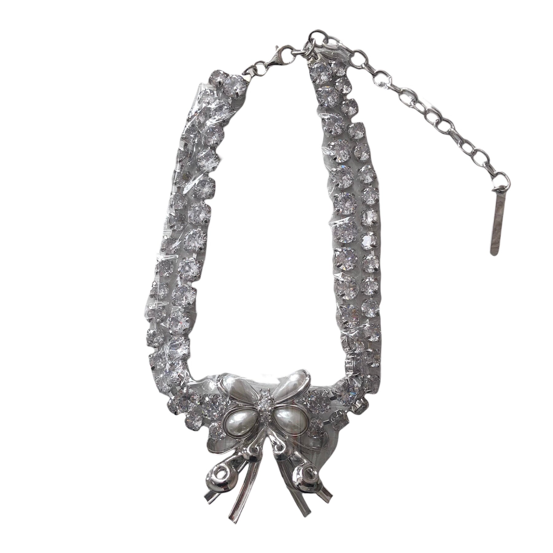 YVMIN×SHUSHU/TONG  pearl butterfly flower curls double zirconia necklace