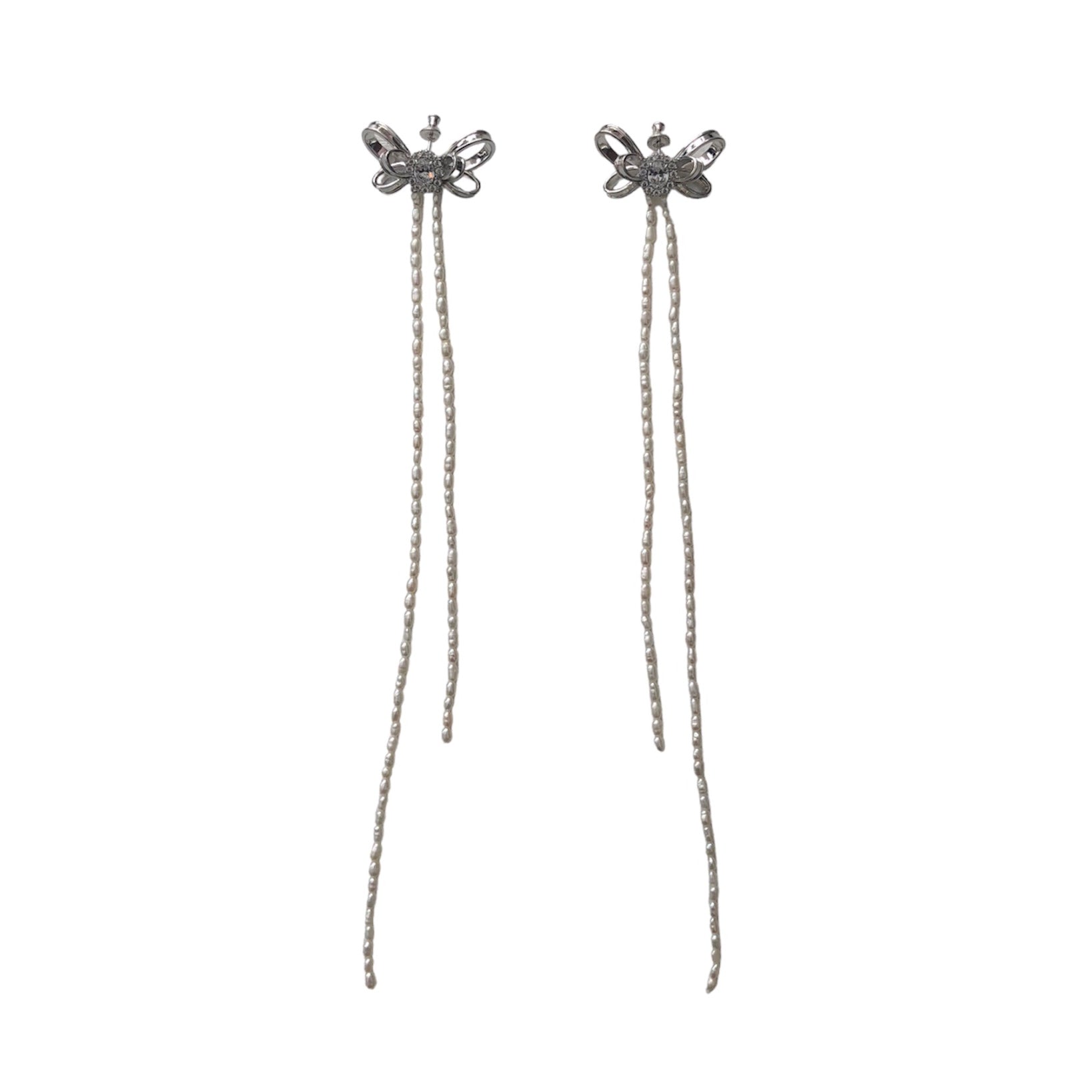 [SALE]YVMIN×SHUSHU/TONG  curly bow long tassel stud earrings