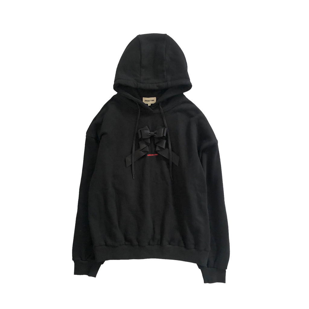 SHUSHU/TONG   3D bow loose hoodie / BLACK