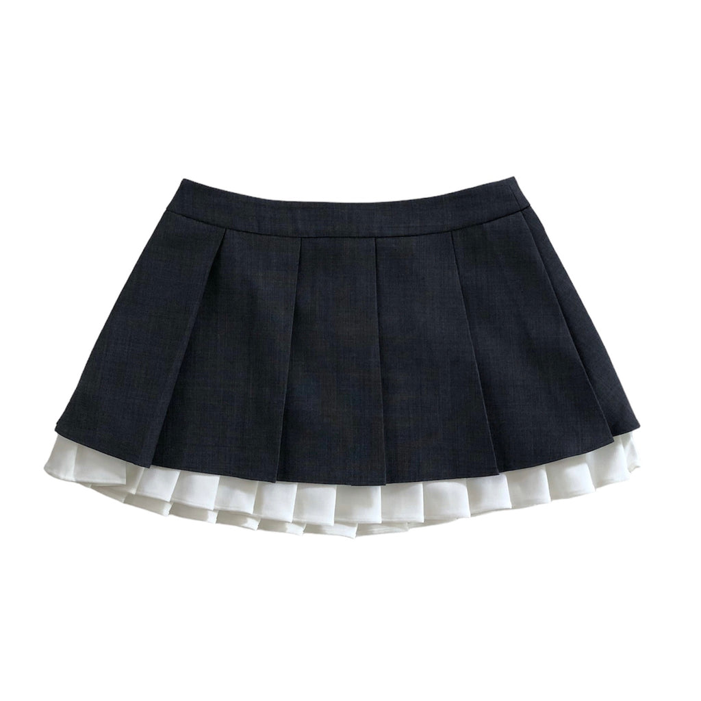 SHUSHU/TONG   ruffled pleat short skirt / GREY