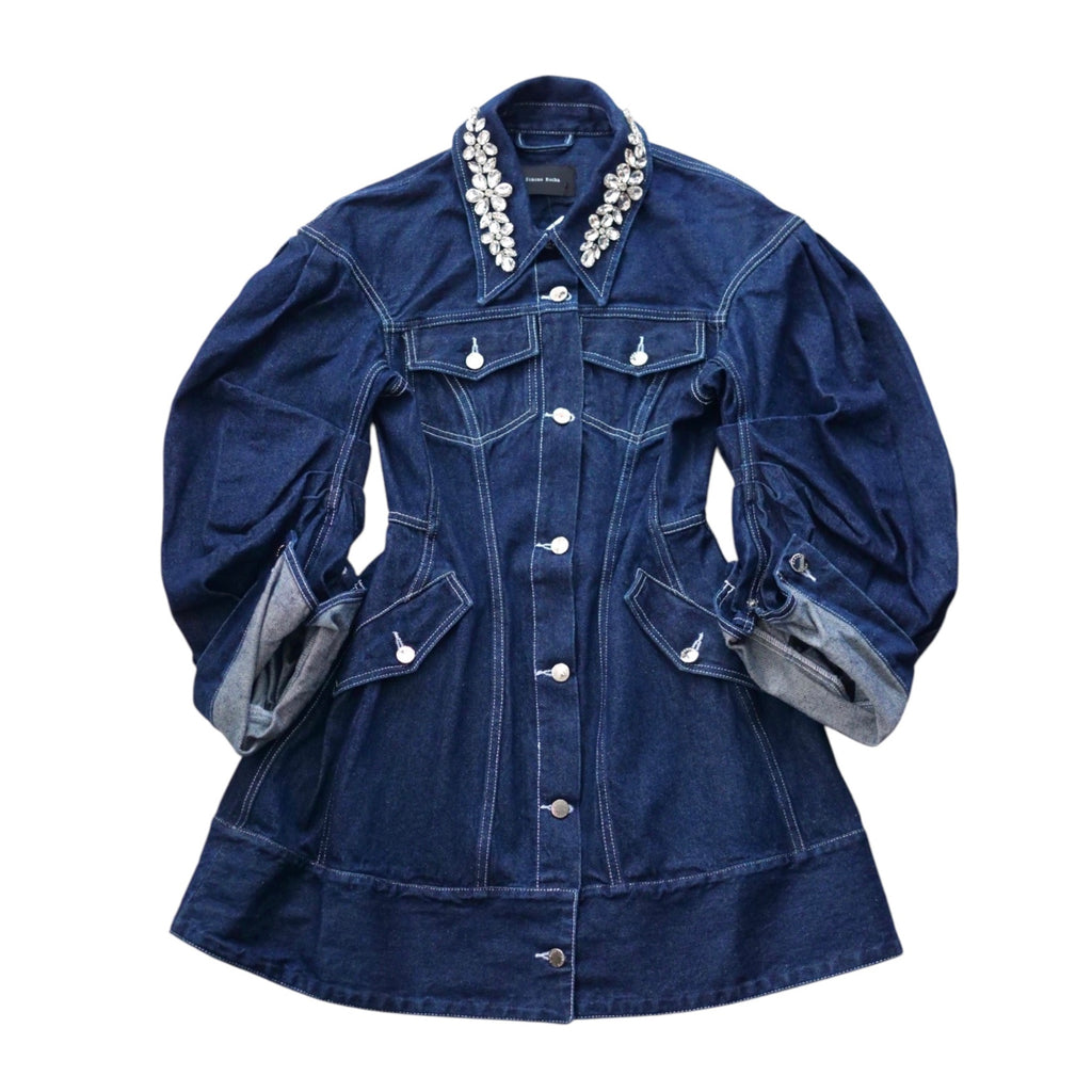 SIMONE ROCHA　ビジュー付きデニムロングジャケット