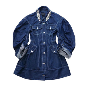 SIMONE ROCHA　ビジュー付きデニムロングジャケット