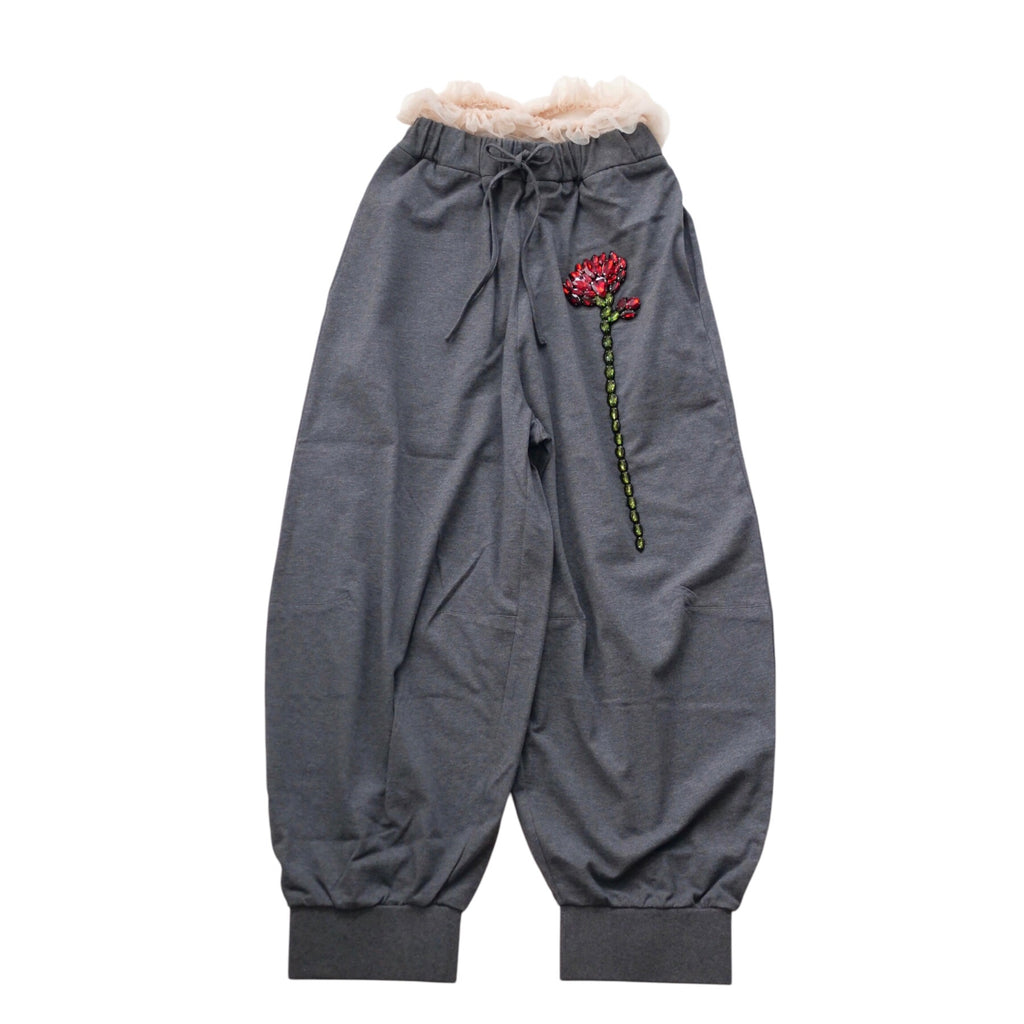 SIMONE ROCHA　ビジュー付きチュールレイヤースウェットパンツ