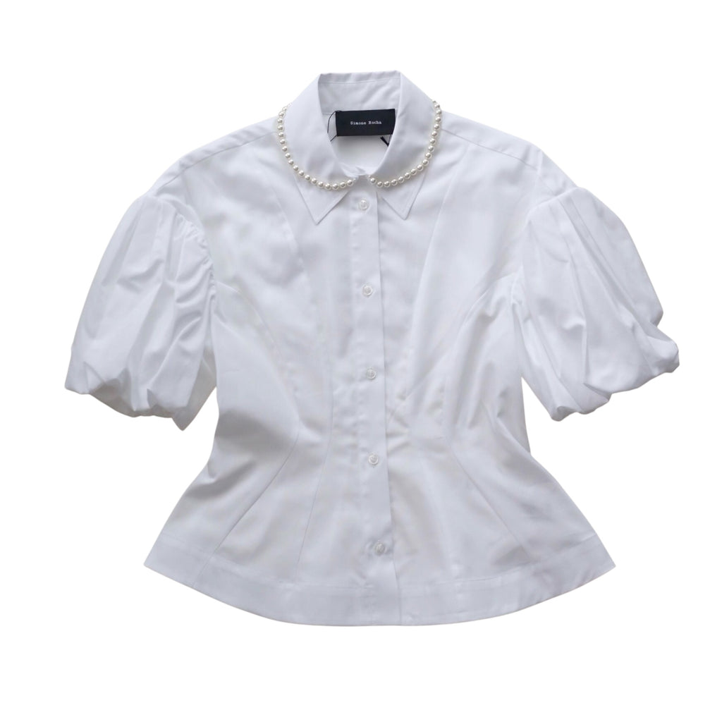 SIMONE ROCHA　パール付きシャツ  WHITE