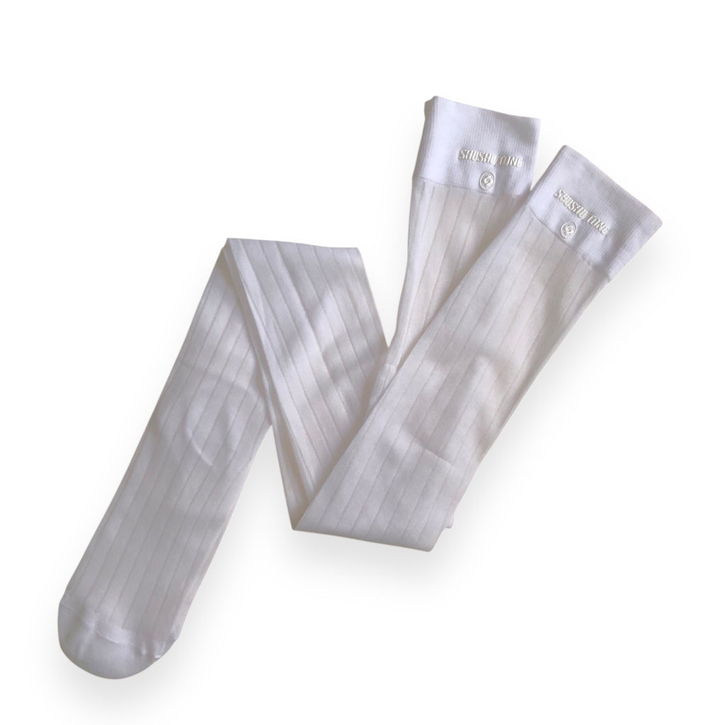 SHUSHU/TONG　ニーハイシアーソックス WHITE