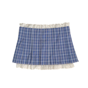 YUHAN WANG lace trimmed check skirt