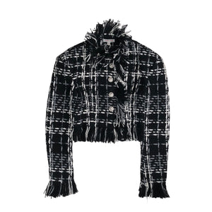 YUHAN WANG fringed tweed jacket