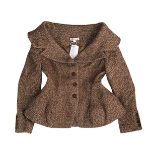 YUHAN WANG off shoulder herringbone jacket