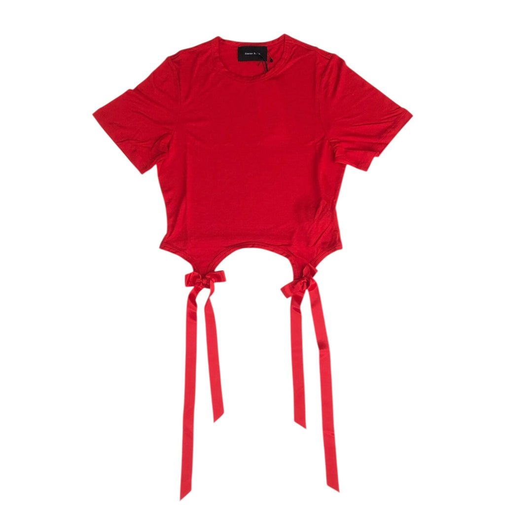 SIMONE ROCHA　 EASY SHORT SLEEVE T-SHIRT W/ BOW TAILS / RED