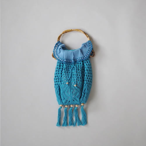 SALE】[MAME KUROGOUCHI] JAPANESE PAPER NET BAG – SAX BLUE – dim at 