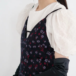 Mame Kurogouchi Floral Jacquard Sleeveless Jumpsuits / BLACK
