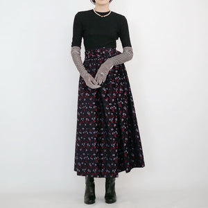 Mame Kurogouchi Floral Jacquard Flared Skirt / BLACK