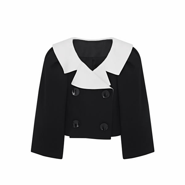 [SALE]SHUSHU/TONG   puff-sleeve d lapel coller short jacket