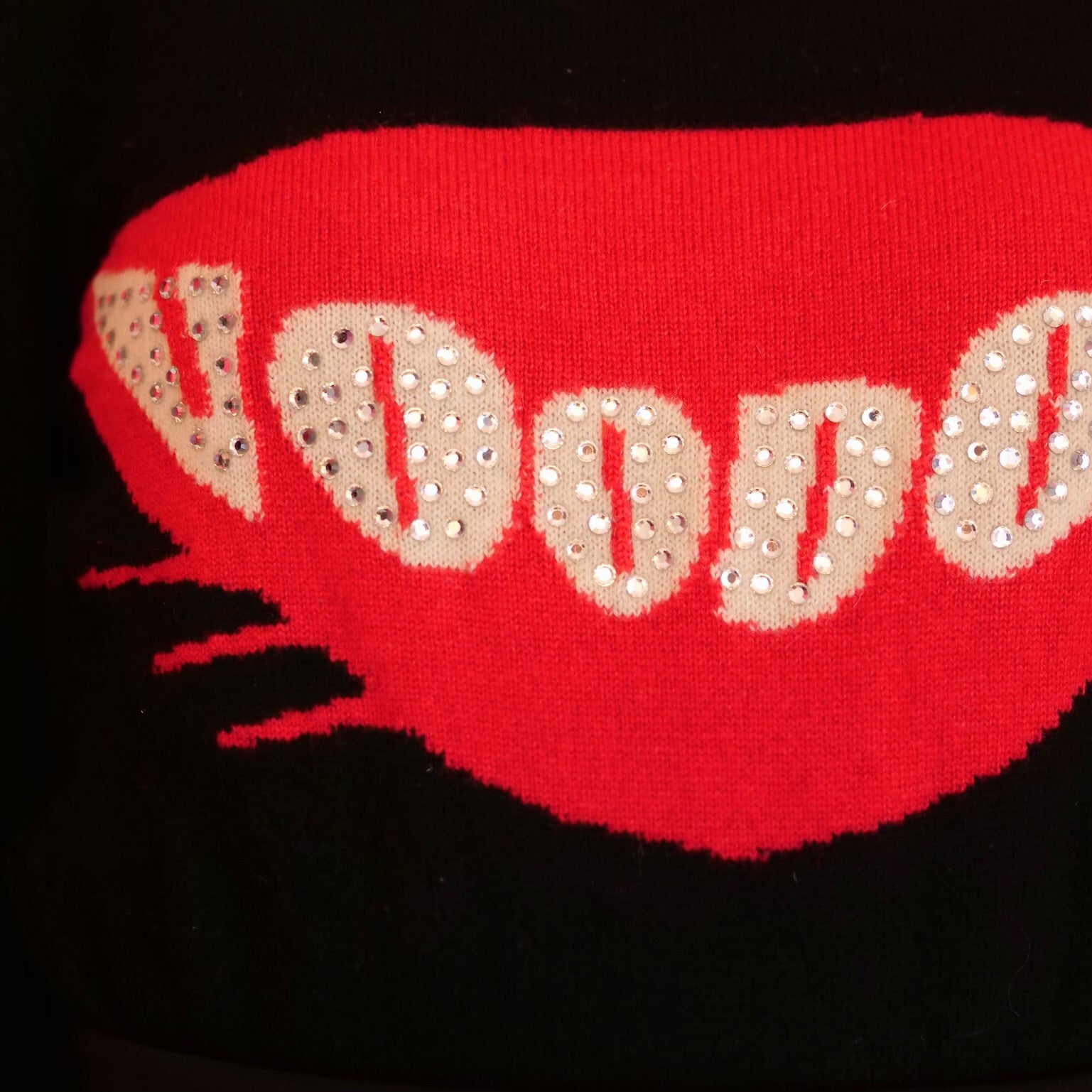[OLD&VINTAGE] lucien pellat-finet　VOODOOラインストーン黒猫カシミヤニット