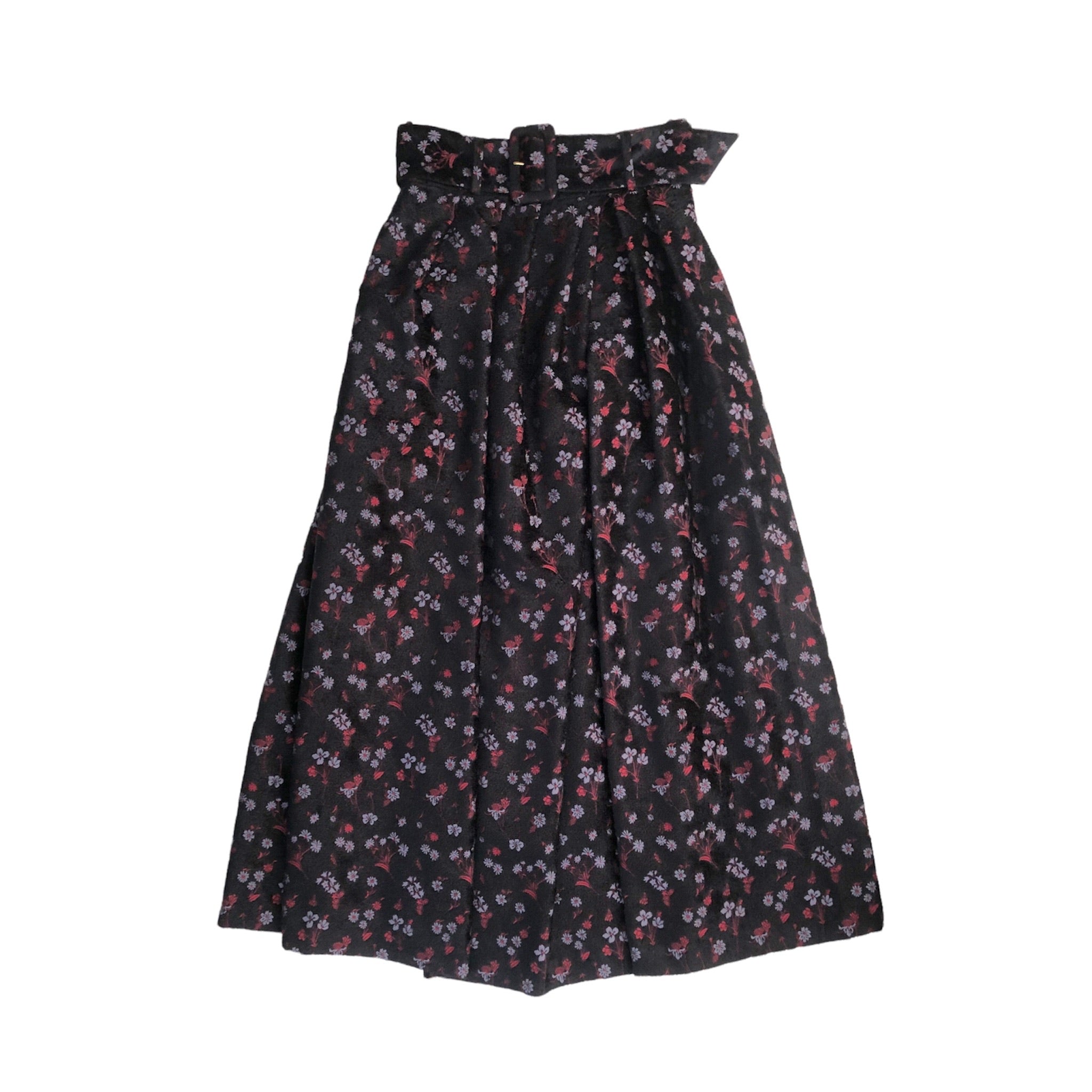 Mame Kurogouchi Floral Jacquard Flared Skirt / BLACK – dim at noon