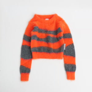 [Name.] WAVE STRIPED MOHAIR KNIT SWEATER(ORANGE×CHARCOAL)