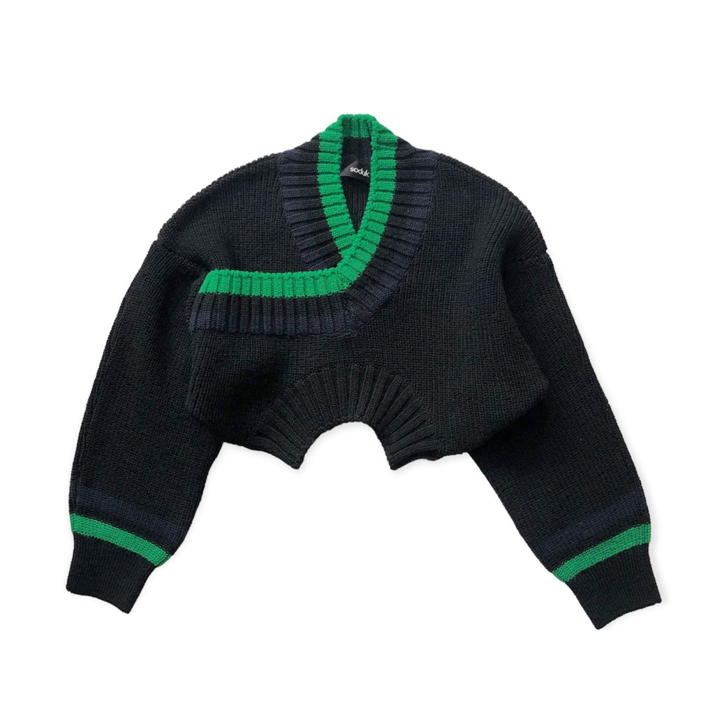 SODUK  up side down knit top / black