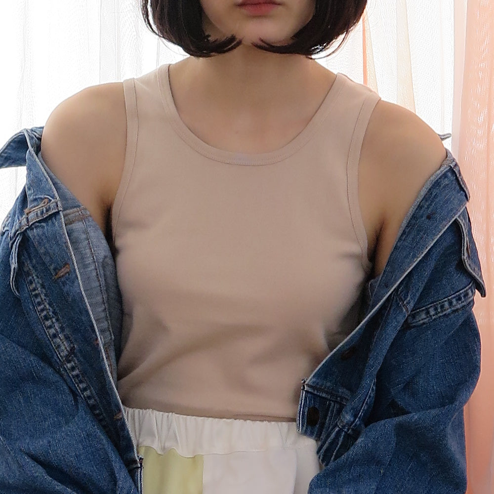 [SALE][babaco]suvin cotton tank-top body (beige)