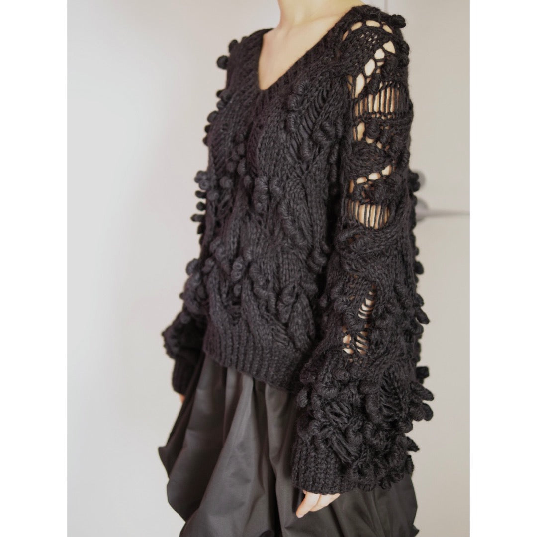 [OLD&VINTAGE] HANDMADEポンポンニットBLACK
