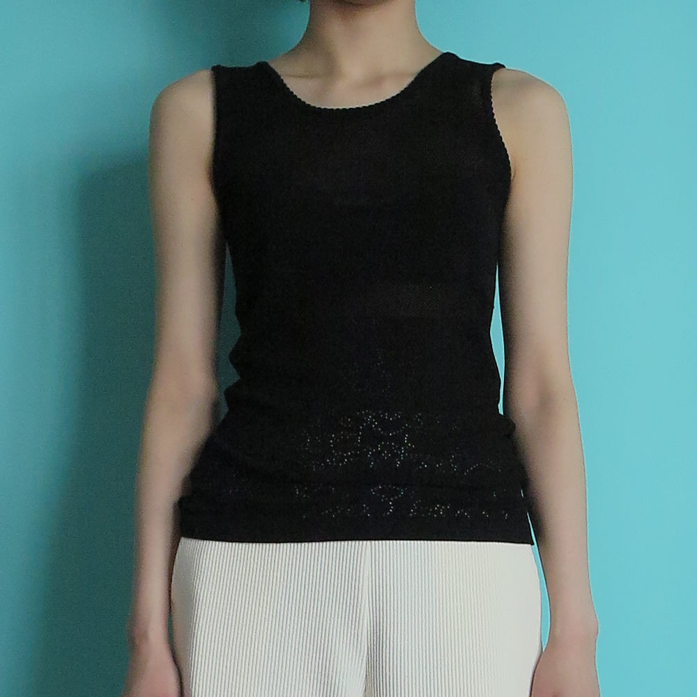 [babaco]mesh body fitted tank-top