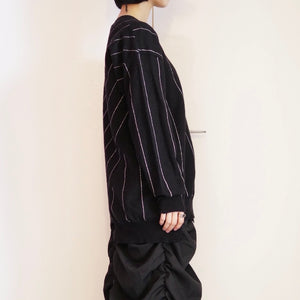 [OLD&VINTAGE] アシンメトリー　ストライプクルーネックニット