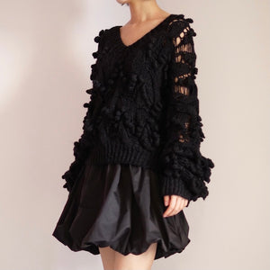 [OLD&VINTAGE] HANDMADEポンポンニットBLACK