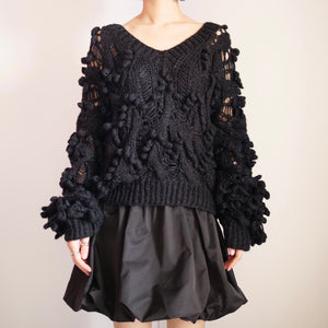 [OLD&VINTAGE] HANDMADEポンポンニットBLACK
