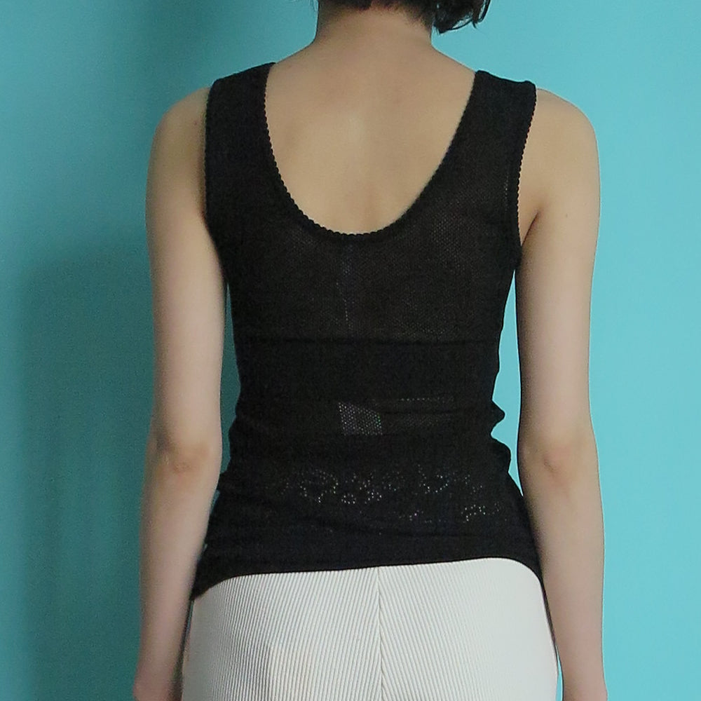 [babaco]mesh body fitted tank-top
