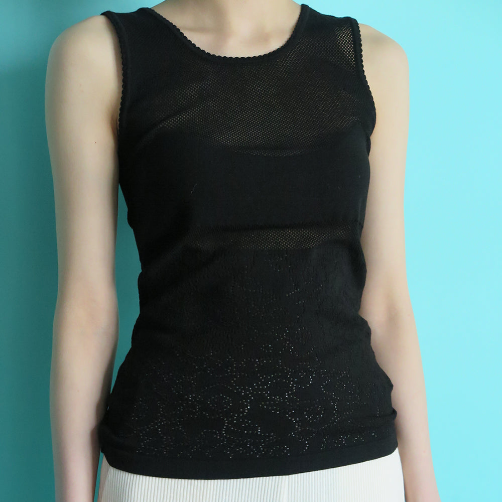 [SALE][babaco]mesh body fitted tank-top