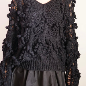 [OLD&VINTAGE] HANDMADEポンポンニットBLACK