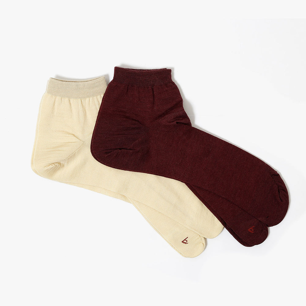 [babaco] 2 Pairs Of Words “LEFT AND RIGHT”(Cream / Burgundy)