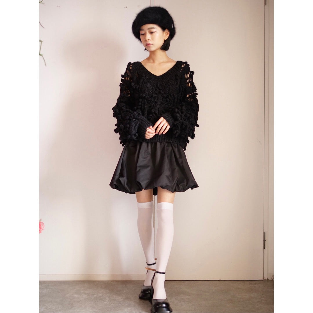 [OLD&VINTAGE] HANDMADEポンポンニットBLACK