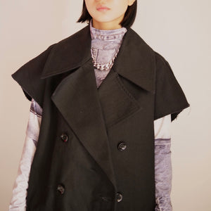 [OLD&VINTAGE] SLEEVE LESS DENIM COAT　BLACK