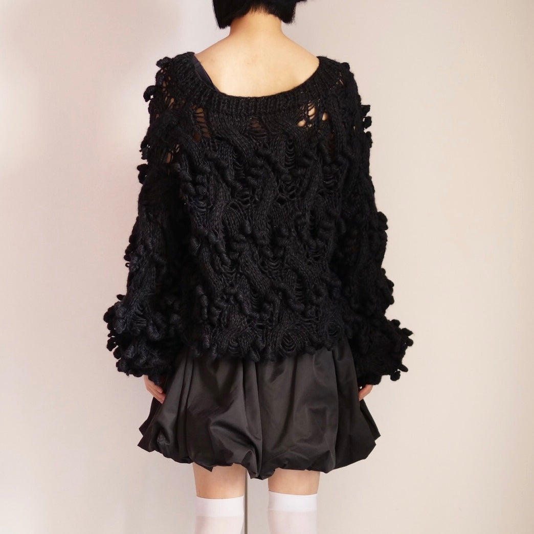 [OLD&VINTAGE] HANDMADEポンポンニットBLACK