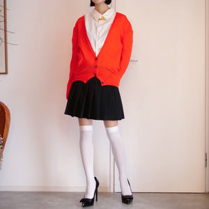 [OLD&VINTAGE] サイドダイヤメッシュ切替深Vニットカーデ