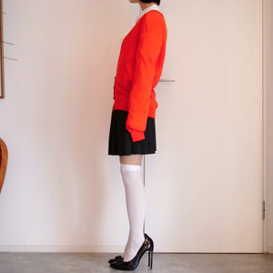 [OLD&VINTAGE] サイドダイヤメッシュ切替深Vニットカーデ