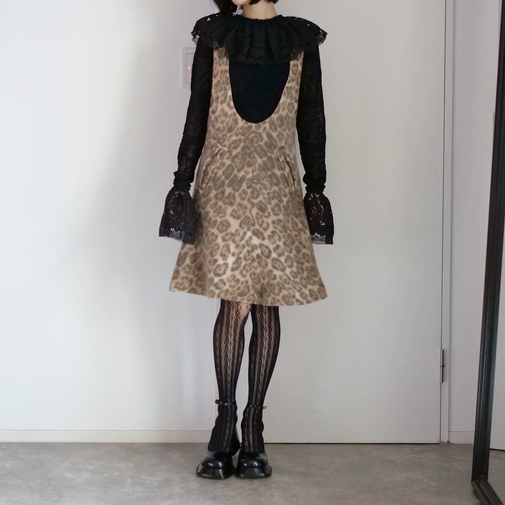 [OLD&VINTAGE] DEEPネックLEOPARDミニONEPIECE