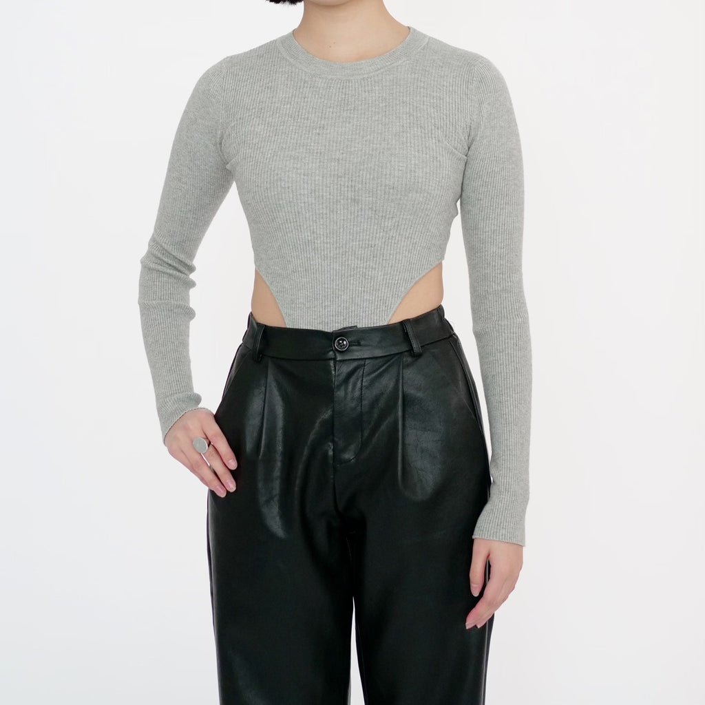 [SALE]MADROMY　RIB KNIT BODY SUIT (GREY)
