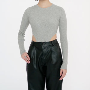 MADROMY　RIB KNIT BODY SUIT (GREY)
