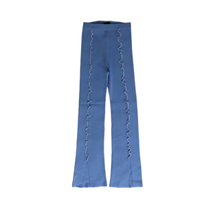SODUK colored stitch slit knit trousers / blue