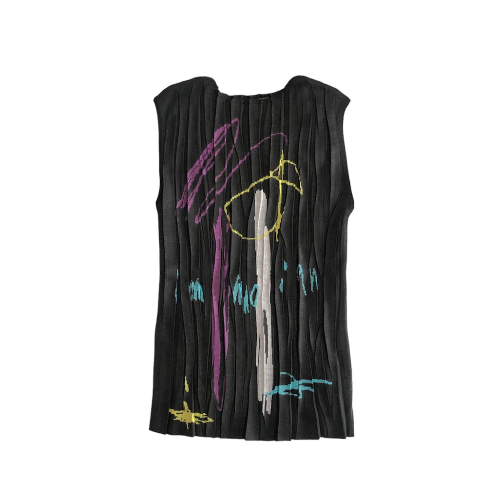 SODUK    shrinked drawing tank top / black