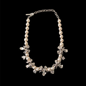 SHUSHU/TONG  bow crystal pearl necklace