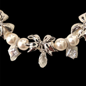 SHUSHU/TONG  bow crystal pearl necklace
