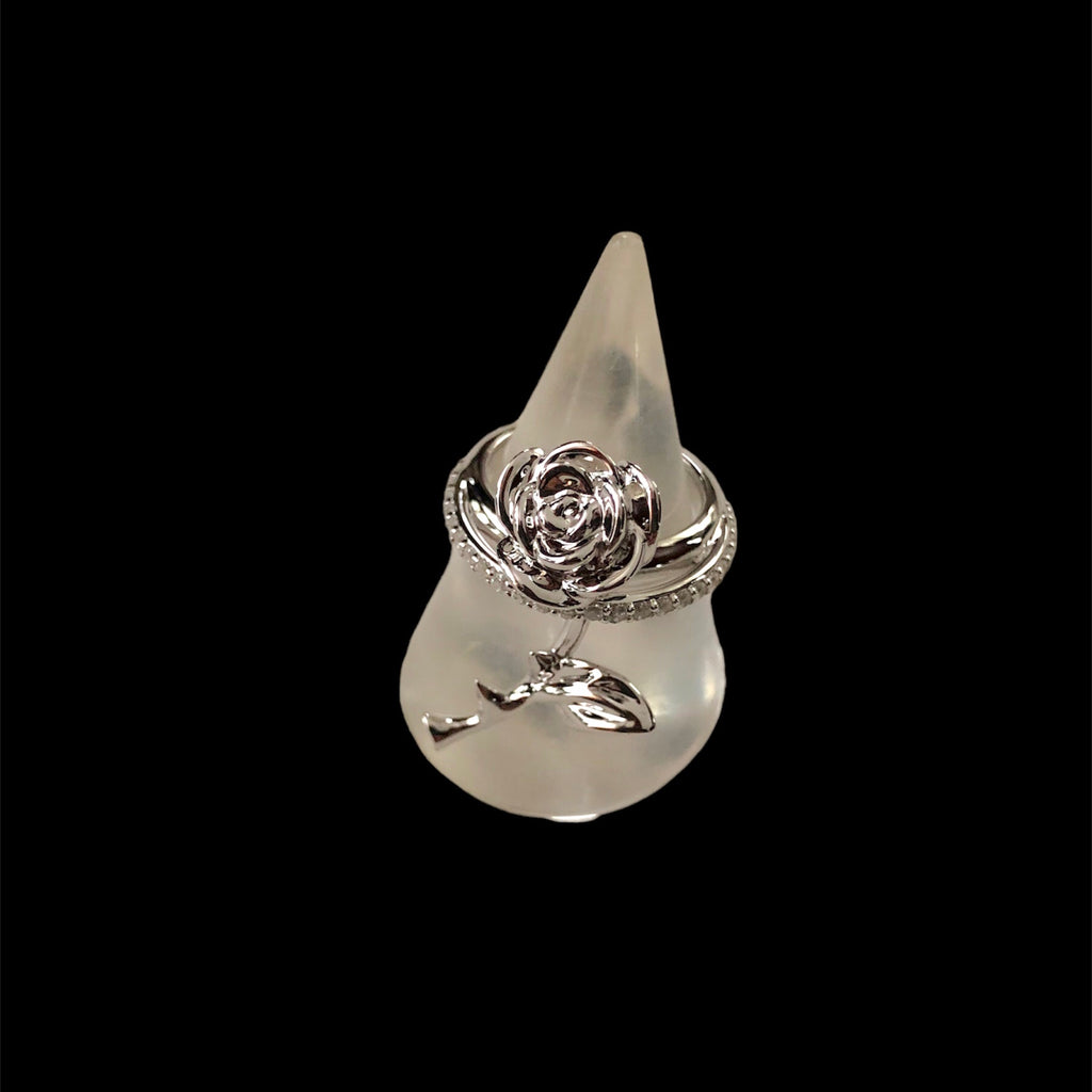 SHUSHU/TONG  flower single zircon clear rose ring