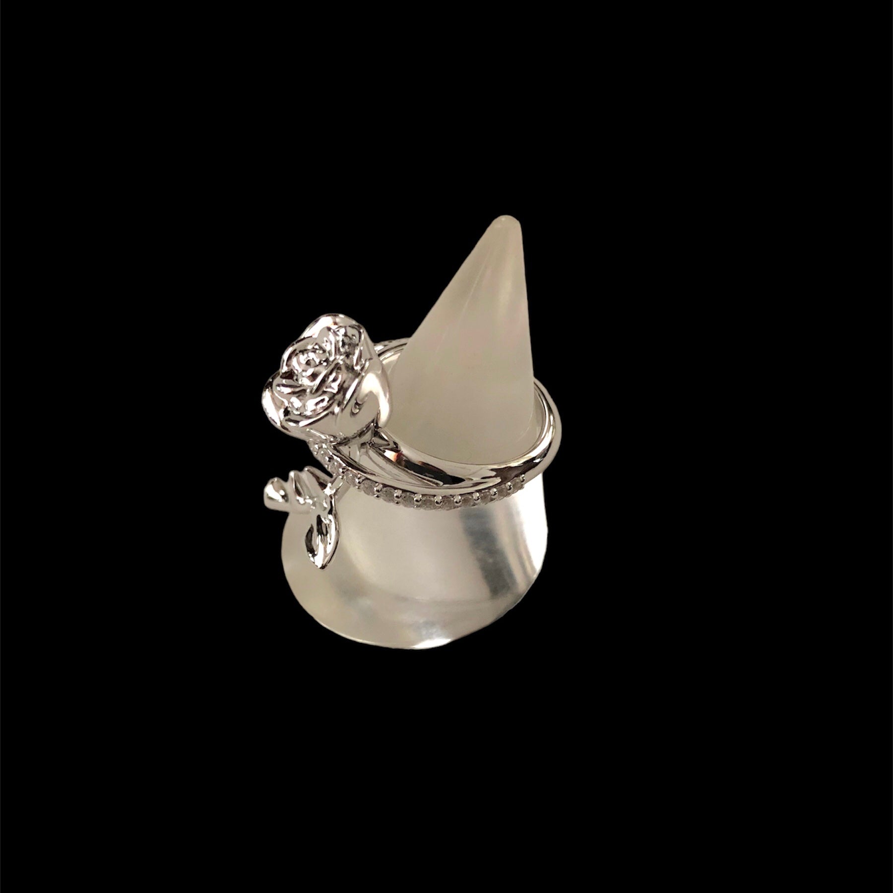 [SALE]SHUSHU/TONG  flower single zircon clear rose ring