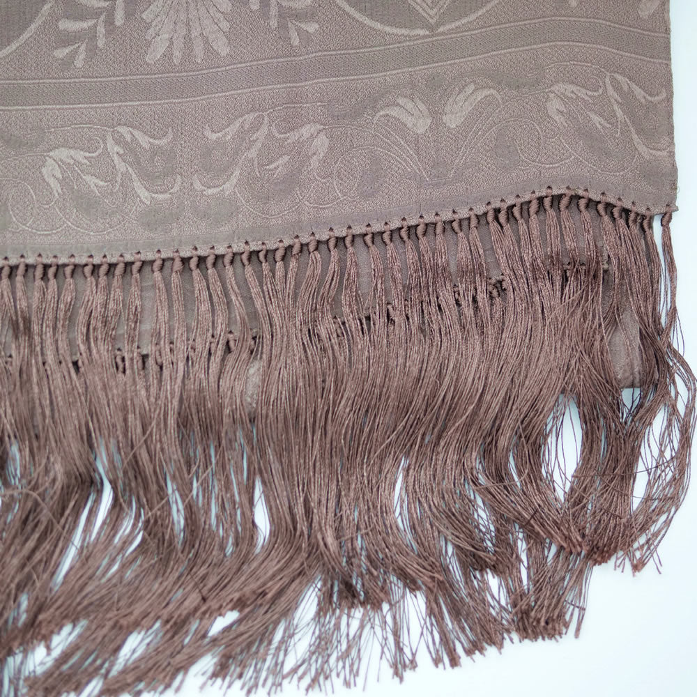[OLD&VINTAGE] GIOGIO ARMANI フリンジ刺繍ストール　BROWN/GOLD系