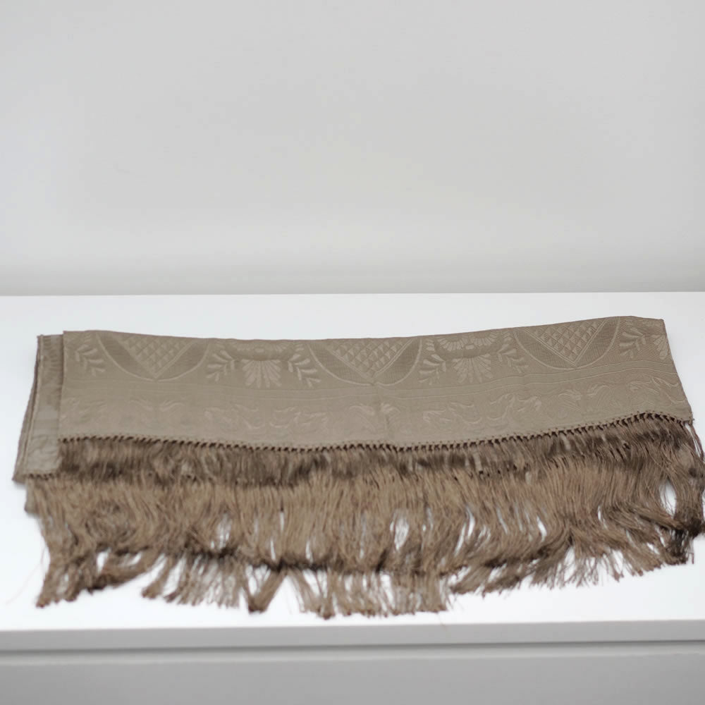 [OLD&VINTAGE] GIOGIO ARMANI フリンジ刺繍ストール　BROWN/GOLD系