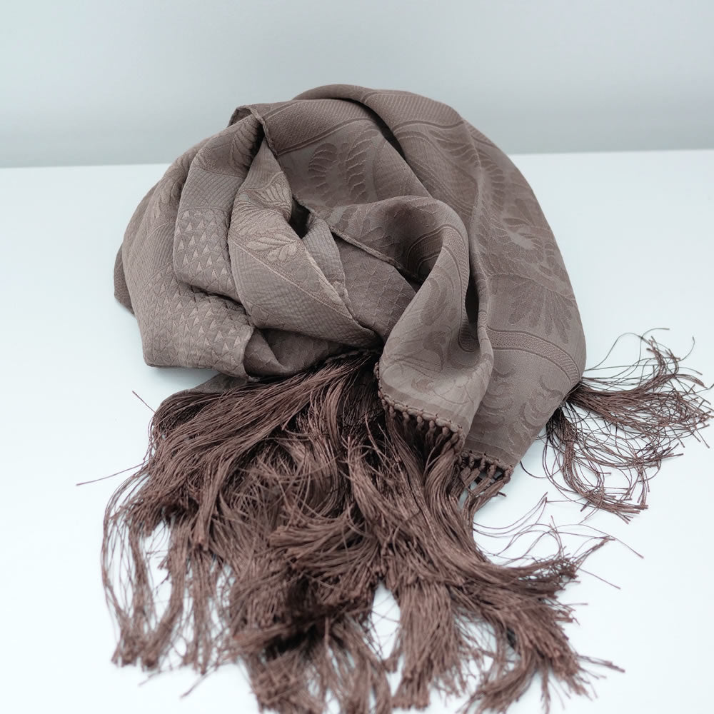 美品ジョルジオ アルマーニ フリンジショール☆ OLD&VINTAGE] GIOGIO ARMANI フリンジ刺繍ストール BROWN/GOLD系 – dim