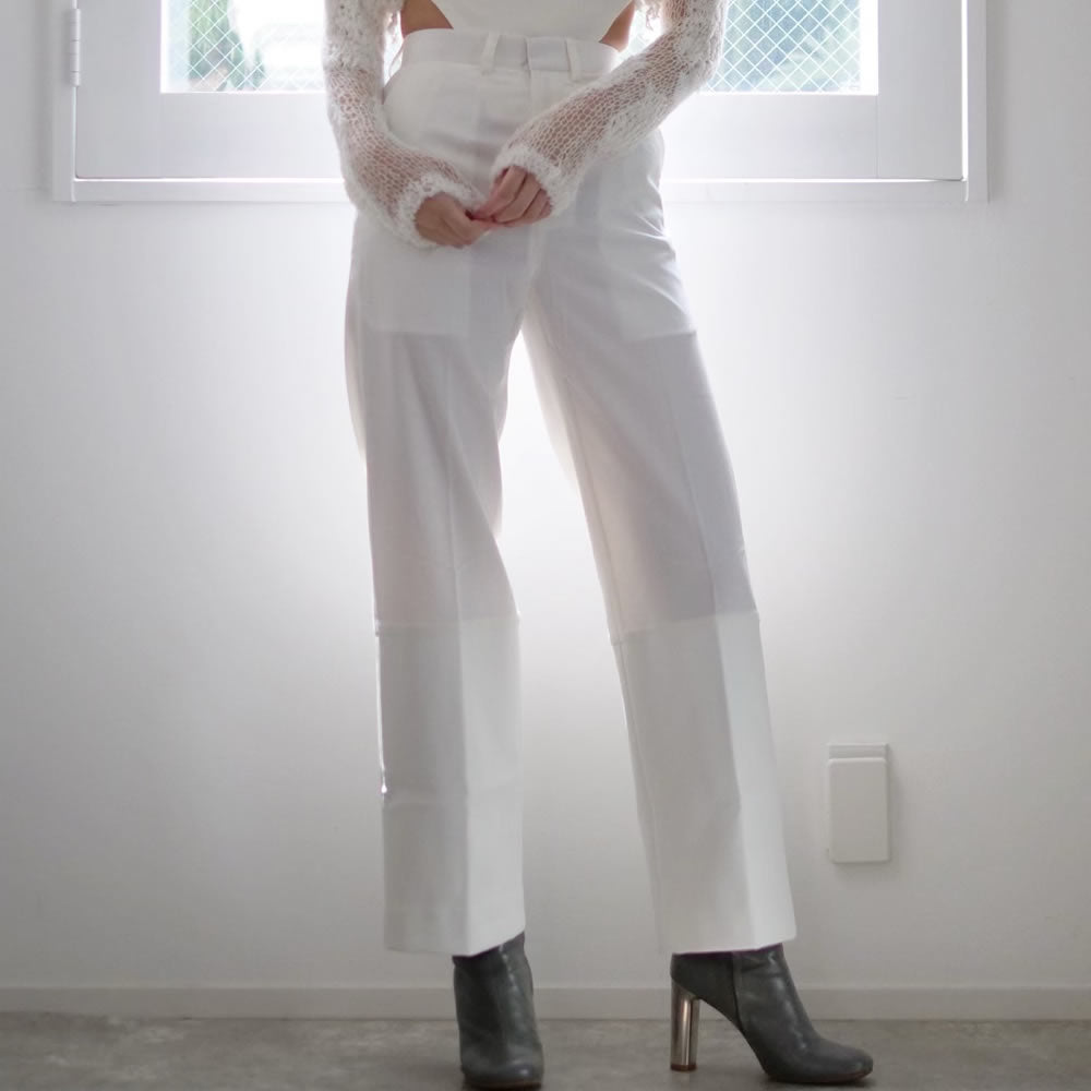 【SALE】JOHN While Wellington Wool Trousers / WHITE